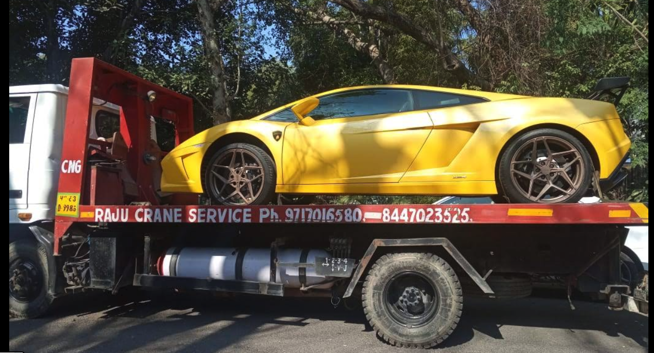 Car loaded on transport truck